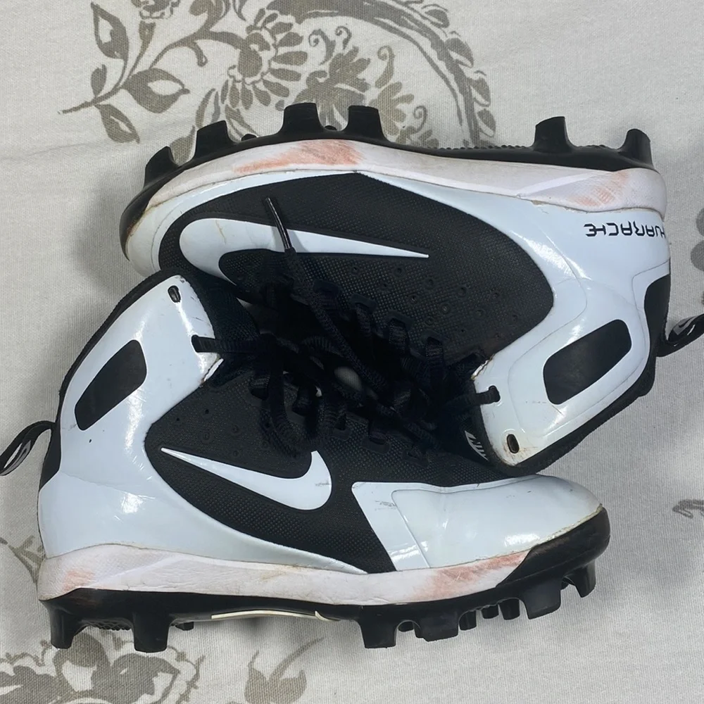 Nike Alpha Huarache‎ Baseball Cleats 1.5 Y Black White Pro Mid 923434-011